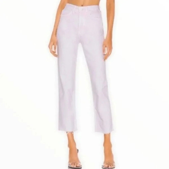 NWT GRLFRND Denim Mica Crop Super High Rise Raw Frayed Hem Straight Leg Jeans Si - Picture 1 of 9